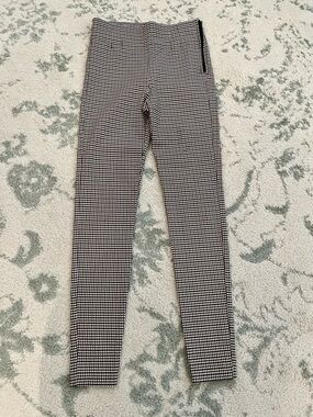 Zara Black White Brown Plaid Trousers Pants Slim Fit PETITE